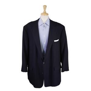 Miller Brothers Custom Tailored Blue Tartan Plaid Check 100% Cashmere Blazer 56R